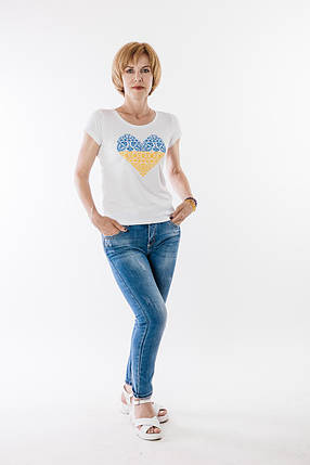 Патріотична жіноча футболка вишиванка біла, фото 1