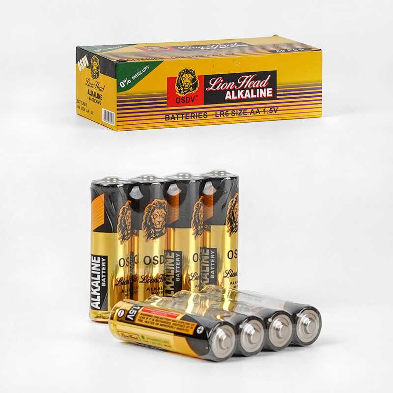 Батарейки "OSDV. Lion Head" C 56960 (20) Alcaline, пальчикові, АА 1,5V, ЦІНА ЗА 60 ШТ. У БЛОЦІ