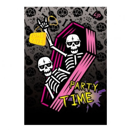 Блокнот А5 PROFIPLAN  48арк  Skeleton  tomb party (1) клітинка  пружина  матове ламінування