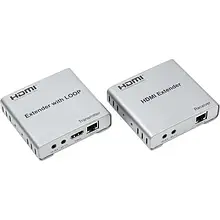 Подовжувач сигналу PowerPlant CA912964 Gray HDMI 4K/30 hz до 100 м через CAT5E/6 loop-out