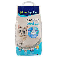 Наполнитель туалета для кошек Biokats Classic Fresh 3in1 Cotton Blossom 10 кг (бентонитовый)