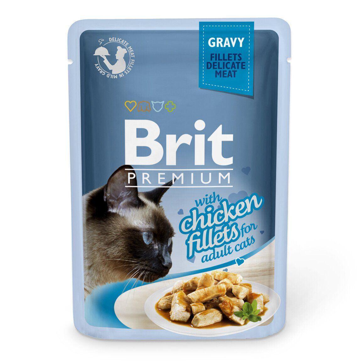 Brit Premium Cat Chicken Fillets Gravy pouch 85 г вологий корм для кішок (філе курки в соусі)