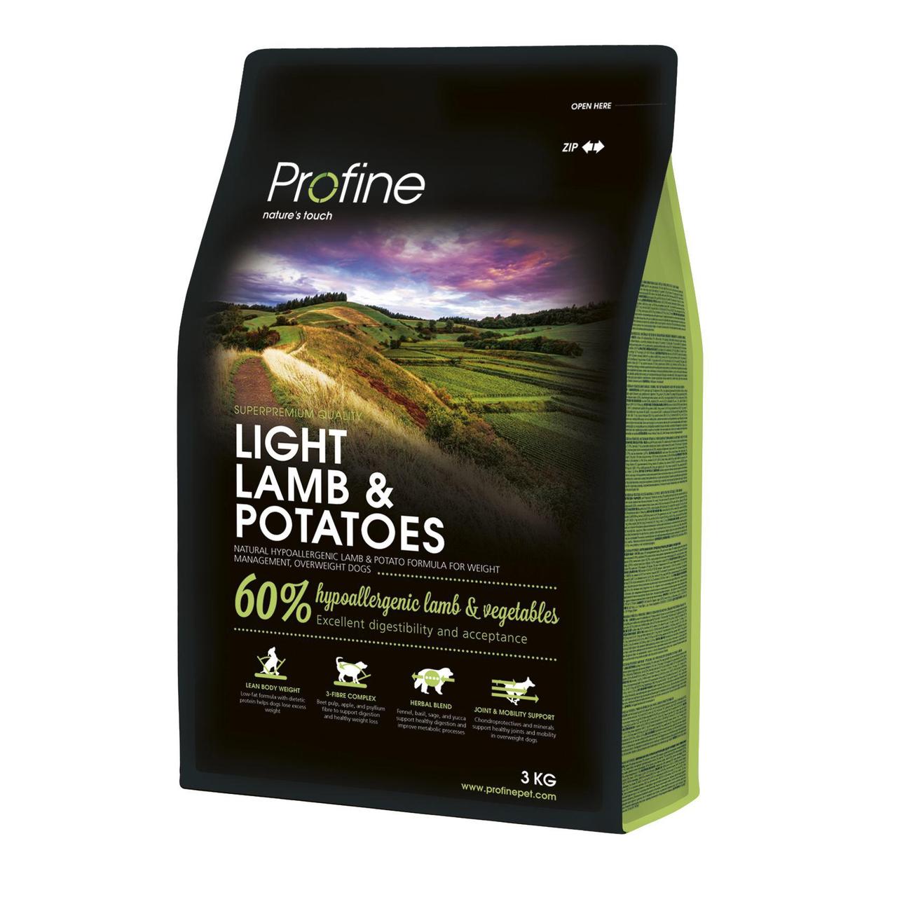 Сухой корм Profine Light Lamb 3 кг с ягненком и картофелем для собак с избыточным весом - фото 1 - id-p911791295