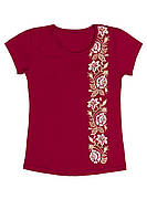 Бордовая футболка с вышивкой женская
