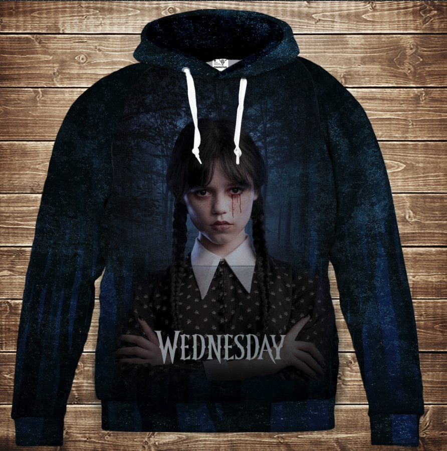 Толстівка з 3D принтом Вензді Аддамс (Wednesday Addams) Дитячі і дорослі розміри. ВСІ Розміри, фото 1