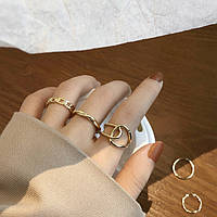 Набор женских колец, золотистые , бижутерия, перстень / FS-1760
