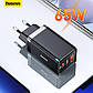 Мережевий зарядний пристрій Baseus 65W GaN5 Pro та кабель Type C to Type C PD 100W Black (CCGAN65E5), фото 2