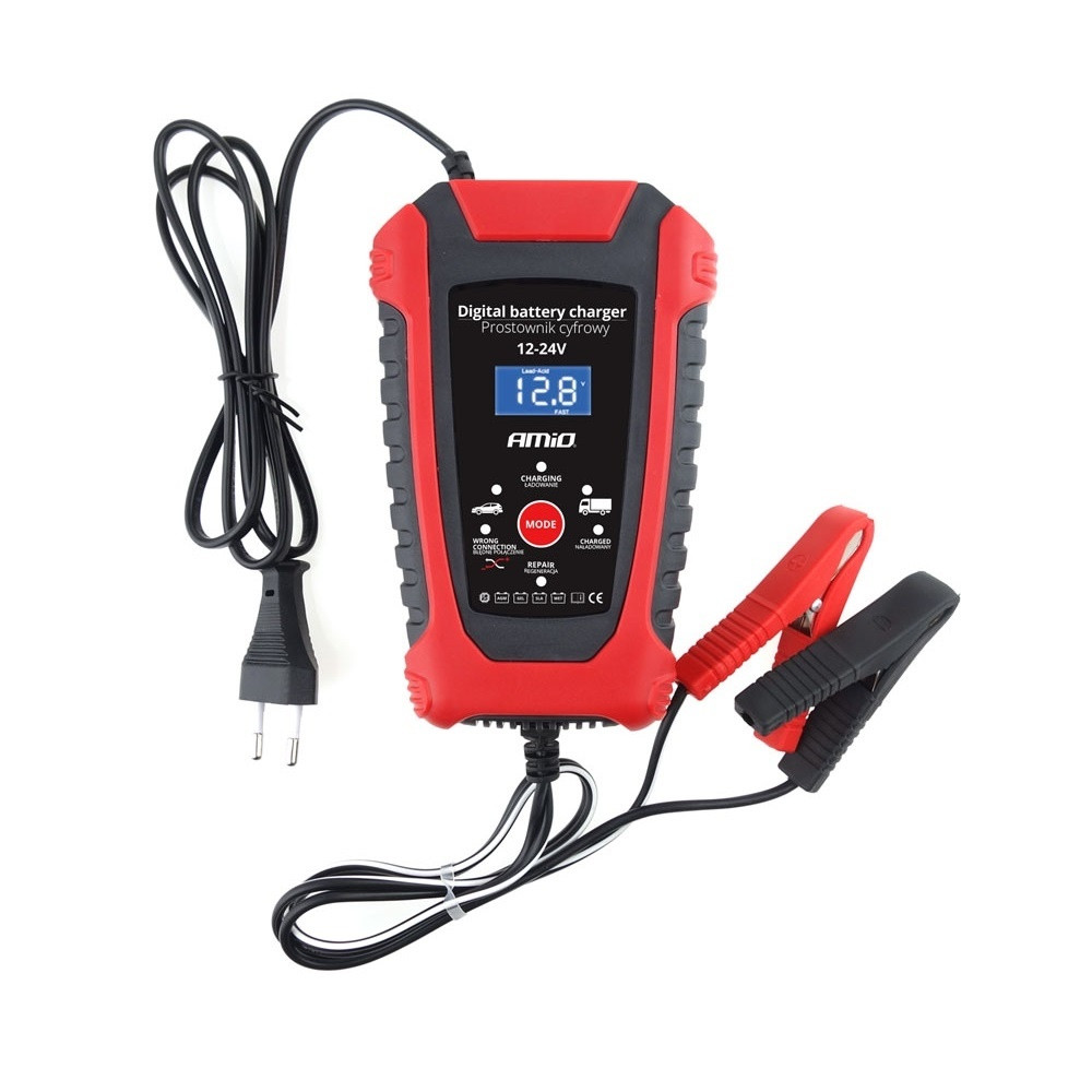 Зарядний пристрій імпульсний. 6А — 12-24V — цифр панель "Amio" DBC-03, фото 1