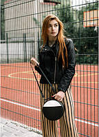 Al Женская модная сумка из экокожи Кроссбоди Bale MZN черно-белая круглая стильная трендовая через плечо