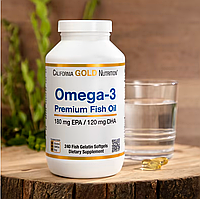 Риб'ячий жир у капсулах Омега-3 дорослим California Gold Nutrition 240 капсул, комплекс Омега-3 американський