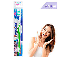 Щітка для зубів середньої жорсткості MorningFresh Салатова, мануальна щітка для чищення зубів (зубная щетка)