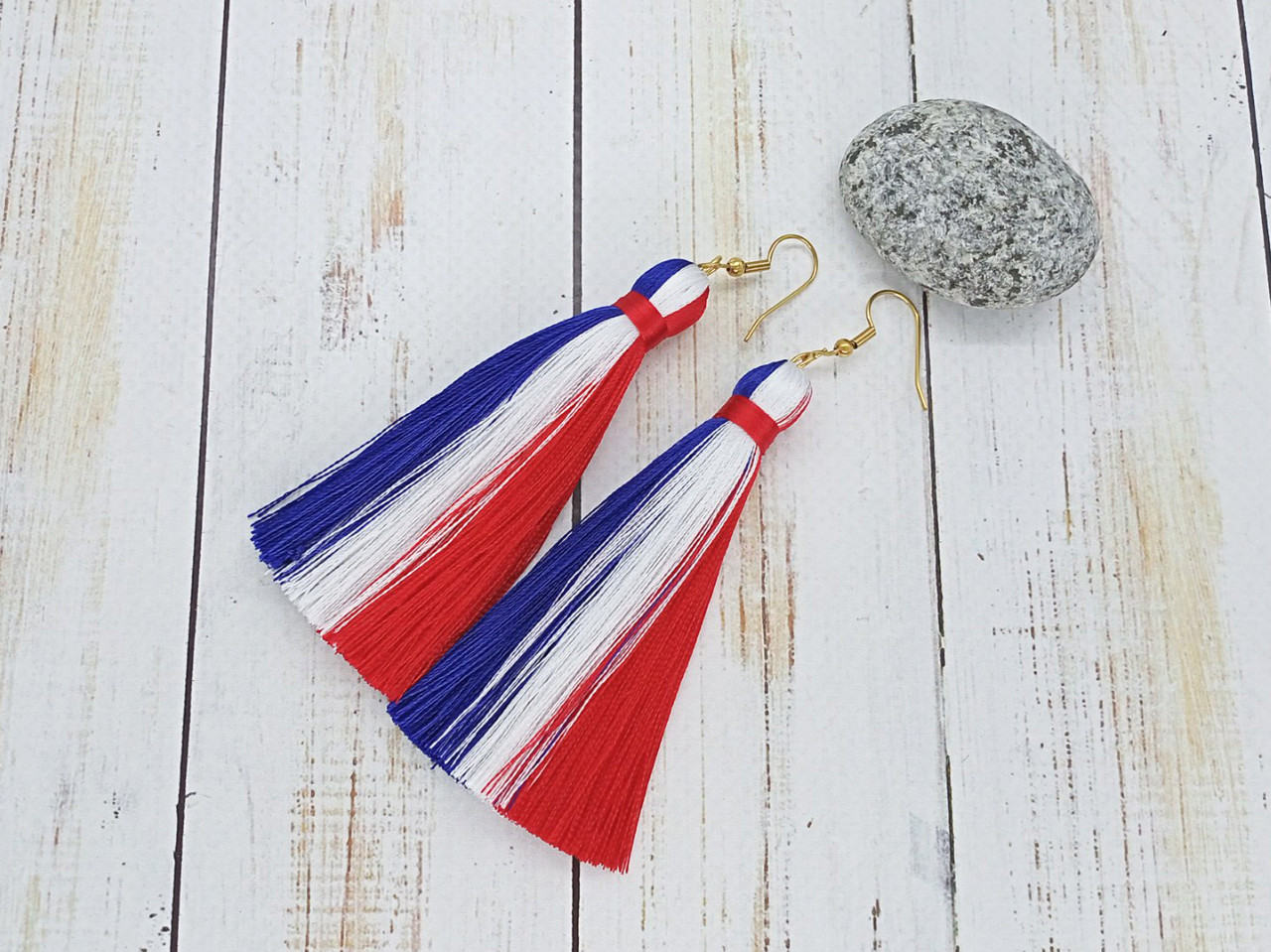 Прапор Франції Сережки-пензлики, фото 1