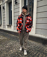 Куртка мужская Supreme | Модная яркая куртка с капюшоном | Черно-красная демисезонная куртка XL