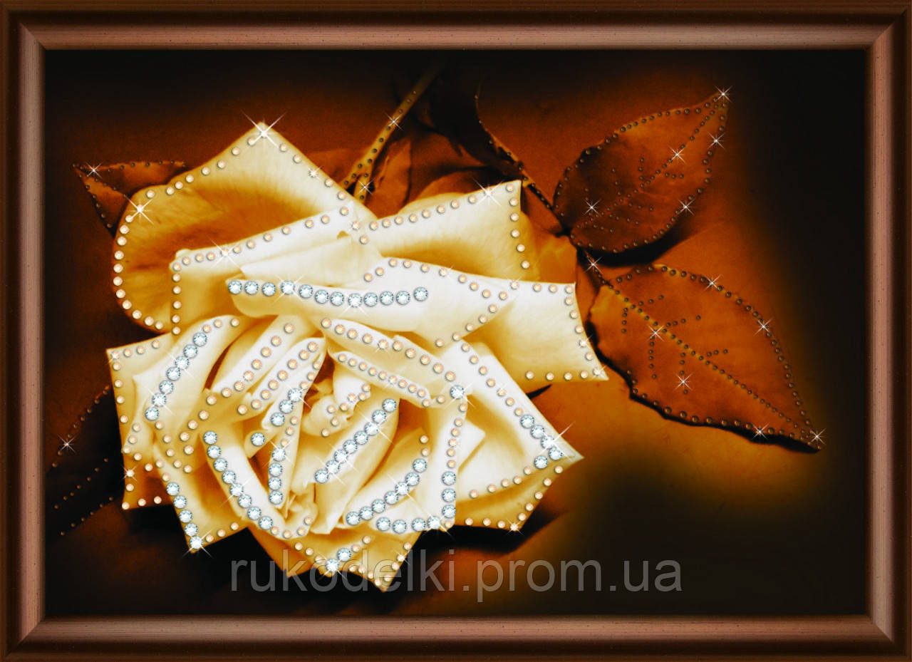 Біла ніжність троянди Набір для вишивання стразами Crystal Art КС-1051