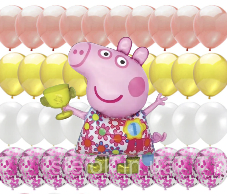 Набір святкових куль Свинка Пеппа, колір жовтий, фото 1