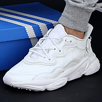 Кросівки чоловічі і жіночі Adidas Ozweego white / Адідас Озвіго білі рефлективні