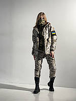 Комплект женский зимний Куртка + Брюки на флисе Tera светлый пиксель камуфляж | Костюм тактический ЗСУ