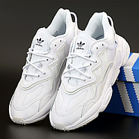 Кроссовки женские и мужские Adidas Ozweego white / Адидас Озвиго белые рефлективные