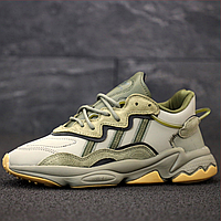 Кроссовки мужские и женские Adidas Ozweego khaki green / Адидас Озвиго хаки зеленые