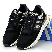 Кроссовки женские и мужские Adidas ZX 500 black white / Адидас зх 500 черные белые