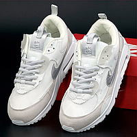 Кроссовки женские и мужские Nike air max 90 white beige / Найк аир макс 90 белые бежевые