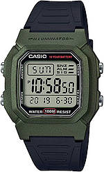 Спортивний годинник Casio W800HG-9AV, вологозахист, компактний корпус, колір зелений