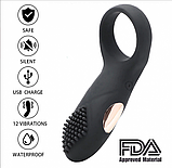 Вібростимулятор, насадка з вібрацією на член, вібро кільце із силіконовими вусиками, інтимні іграшки, фото 6