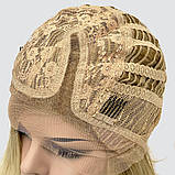 Перука каре без гривки Hania Lace на сітці, термоволосся, колір блондин з освітленими кінцями, фото 8