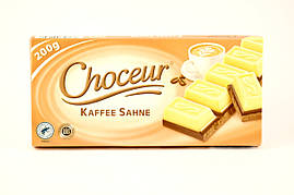 Шоколад білий та чорний шоколад з кавою Choceur Kaffee Sahne 200г (Німеччина)