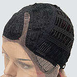 Перука каре без гривки на сітці, термоволосся, колір блондин з переходом від темного коріння до рожевого, фото 7