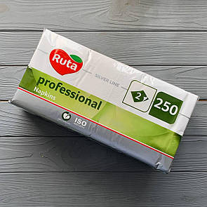 Серветки Ruta Professional 33х33см 2шар білі 1/4 (250шт/уп|4уп/ящ)