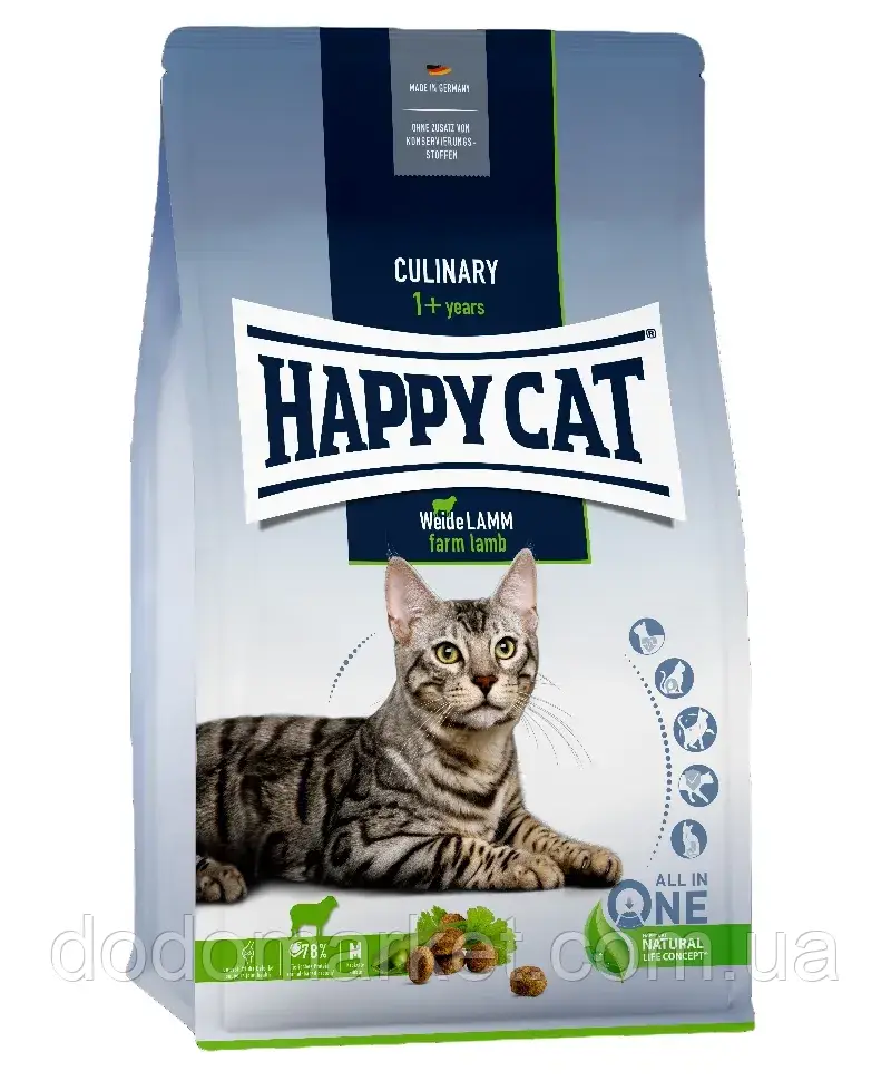 Сухий корм для дорослих кішок Happy Cat Culinary Weide Lamm, зі смаком ягняти4 кг, фото 1