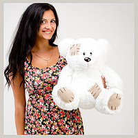 Белый плюшевый мишка 50см, Подарок для девушки мягкая игрушка, Медведи для девушек
