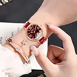 Стильний наручний жіночий годинник червоний, фото 2