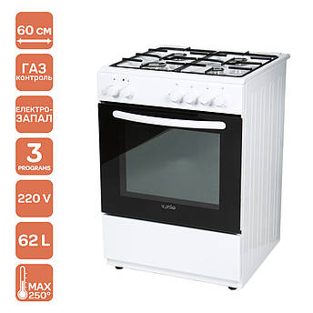Плита газова з електродуховкою Ventolux GE GE 6060 ES 3F (WH) біла, фото 1