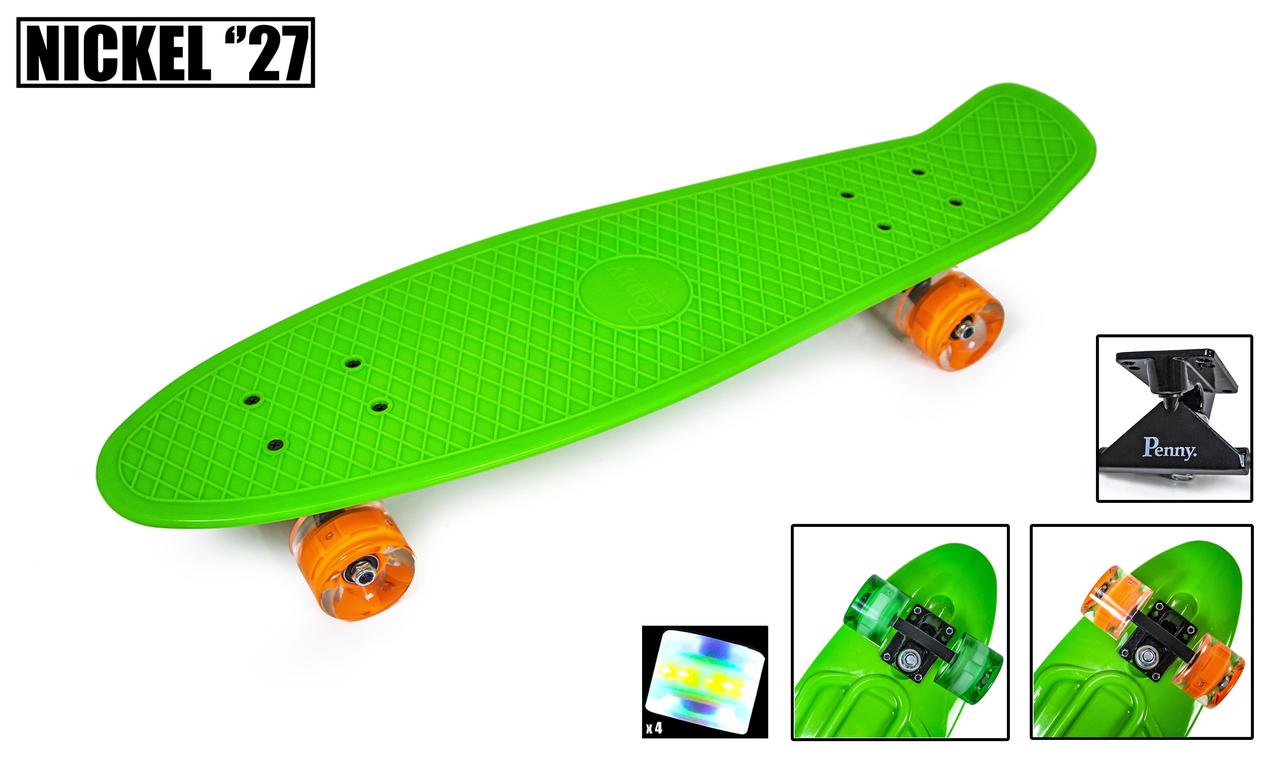 Пенні борд Penny Board Nickel 27 ". Green. Колеса з підсвіткою