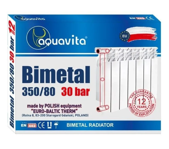 Секція радіатора біметалевого. 350/80 AQUAVITA 350D 30 бар