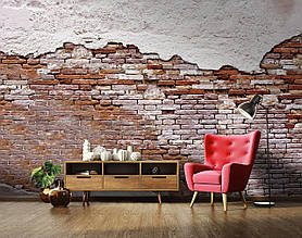Флізелінові фото шпалери у стилі лофт штукатурка текстура 368x254 см Пошарпана стара цегляна стіна (10182V8)+клей