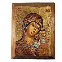 Писана дерев'яна Казанська ікона Божої Матері 22 Х 28 см