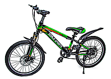 Велосипед 20 дюймів "Scale Sports" Зелений, з ручним і дисковим гальмом