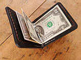 Затискач гаманець чоловічий чорний під банкноти банківські картки WASHINGTON шкіряний, фото 2