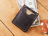 Затискач гаманець чоловічий чорний під банкноти банківські картки WASHINGTON шкіряний, фото 3