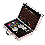 Набір для малювання у скриньці 145 предметів / Дитячий набір для творчості Рожевий/Синій, фото 4