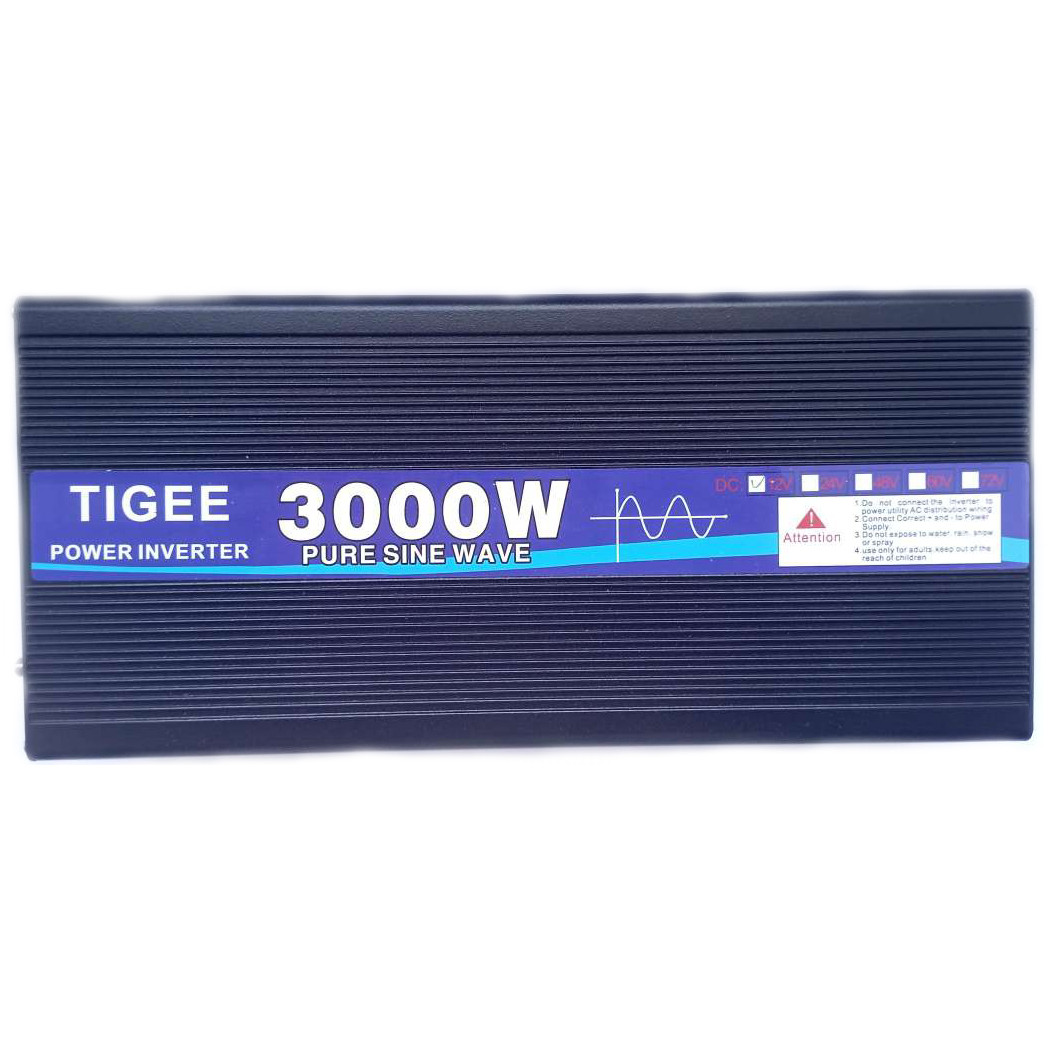 Інвертор Tigee Power 3000W 022 c 12 V на 220 V чиста синусоїда (розетка, екран) Black | Інвертор 3000 W 12V-220V