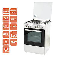 Плита газова з електродуховкою Ventolux GE 6060 CS 6MT (X) неіржавка сталь 60 см