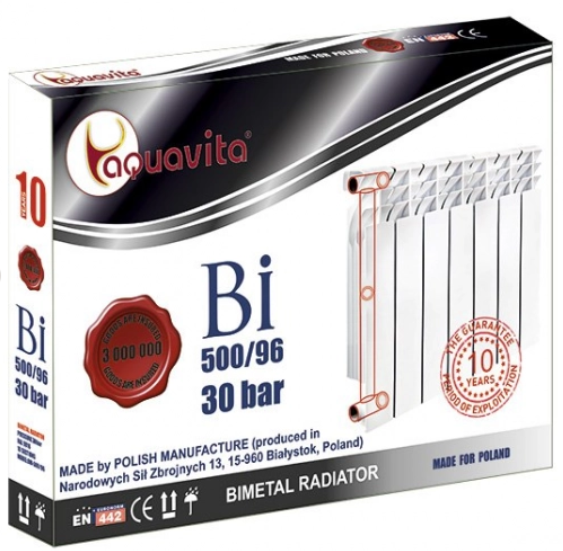 Секція радіатора біметалевого 500/100 (96) AQUAVITA D7 30 барів (A)