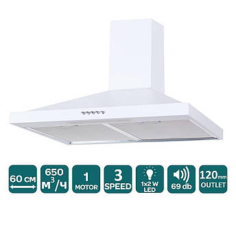 Витяжка купольна VENTOLUX LIDO 60 WH (650) біла, фото 1