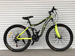 Спортивний велосипед ТopRider 26 дюймів "910" жовтий підніжка крила насос тримач пляшки зріст 160-180 см