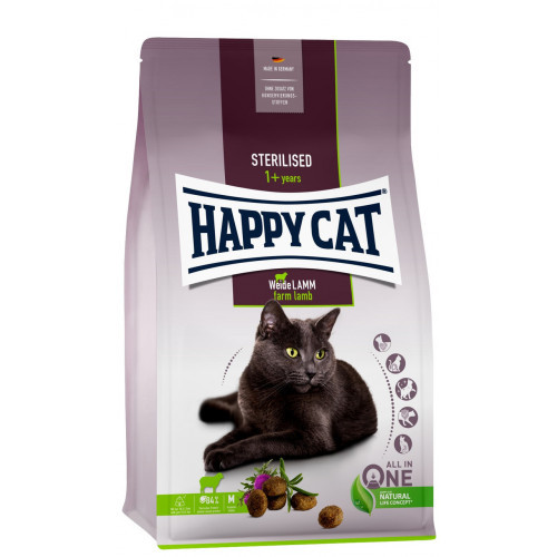 Сухий корм для кішок з ягням happy cat supreme adult sterilised 10 кг