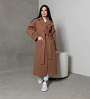Актуальное демисезонное длинное женское пальто оверсайз 54